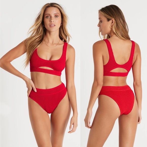 Bound by Bond-Eye Baywatch Red THE SASHA Crop Top and SAVANNAH Bottom Bikini Set - Picture 2 of 16